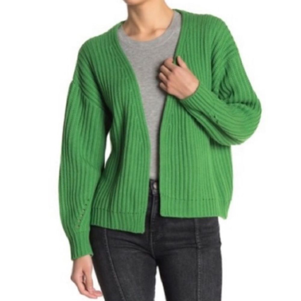 NEW Code x Mode Nordstrom Green Thick Knit Ribbed Cardigan